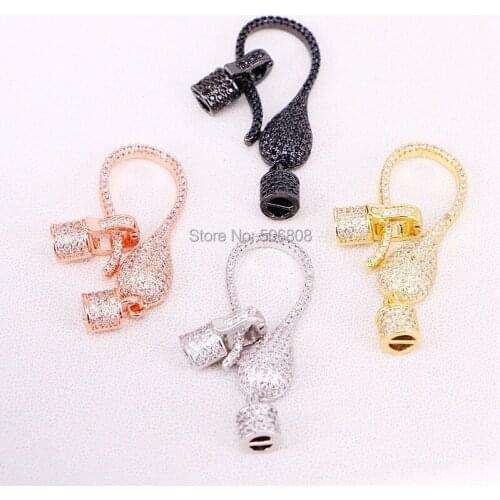 10PCS ZYZ321-8184 Lobster Clasp/Buckle Micro paved , CZ Micro Pave clasp forleather cord, necklace, craft supplies