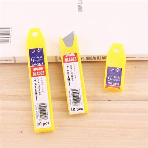 10 Pcs/set Mini 9mm Stainless Steel Utility Knife Paper Box Cutter Stationery Knife Replacement Blades Office School Supplies