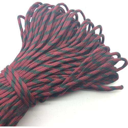 10Yards/Lot Mix color Paracord Bracelets Rope 7 Strand Parachute Cord CAMPING HiKING Green+Red