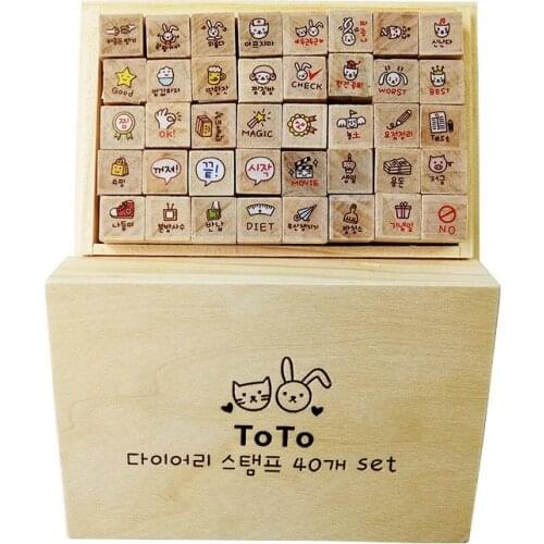 40pcs/set Cute Animal Wooden Stamps Lovely Diary Pattern diy tool for children