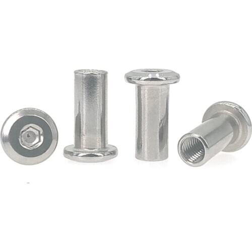 5pcs M5 stainless steel Allen flat head inverted side nuts hex socket round bevel furniture splint nut 6mm OD 8mm-20mm long