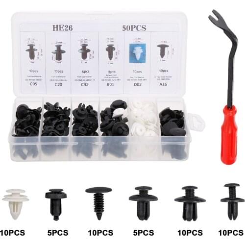 50Pcs Car Body Plastic Push Retainer Pin Rivet Fasteners Trim Moulding Clip Automotive Furniture Assembly Expansion Screws Kit