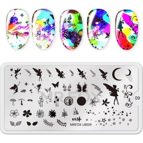 Angel Theme Rectangle Nail Art Stamp Template Image Plate Animal Pattern Nail Stamping Plate with White Pad