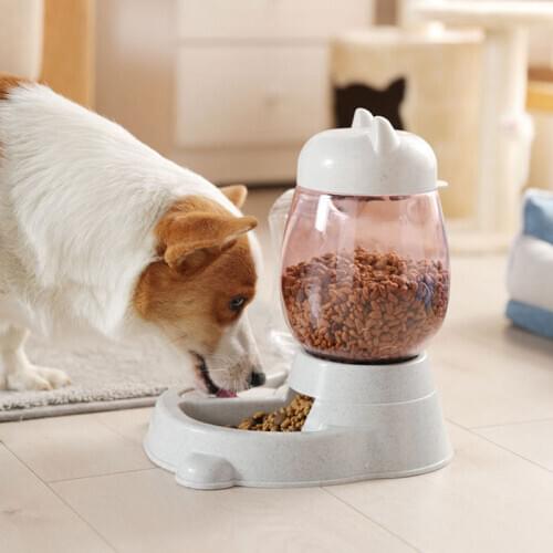 Pet Automatic Feed Water Feeder Cats Ear Nonslip Pet Feeding Waterer For Cat Replaceable Water Bottle Feeding Dispenser For Dogs