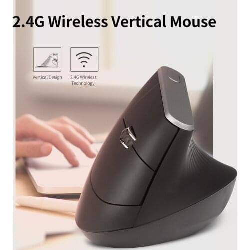 2.4G Wireless Optical Mouse Vertical Mouse 6 Keys Ergonomic Mice with 3-gear Adjustable DPI for PC Laptop Black