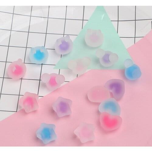 30pcs Frosted Resin Heart Star Mouse Rabbit Beads DIY Crafts Supplies Necklace Jewelry Ornament Arts Hair Accessories Materials
