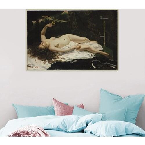 Citon Gustave Courbet《Woman with a Parrot》Canvas Art Oil Painting Artwork Poster Picture Backdrop Wall Decor Home Decoration