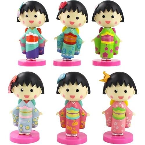 6pcs/set Chibi Maruko Sakura Family Mini Action Figures Anime Pvc Brinquedos Collection Figures Toys For Birthday Gifts