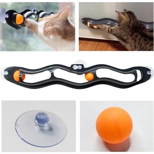 Interactive Track Ball Toy Cat Window Suction Cup Track Ball Cat Toys Pet Favors