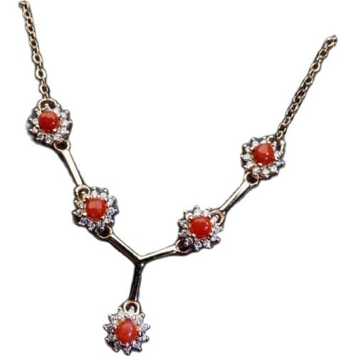 KJJEAXCMY fine jewelry natural red coral 925 sterling silver women pendant necklace chain support test noble