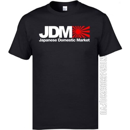 JDM Printed On Tops Shirt Retro Crew Neck Pure Cotton Mens T Shirt Geek Tee Shirts Top Quality Clothing Shirts Black Tshirts