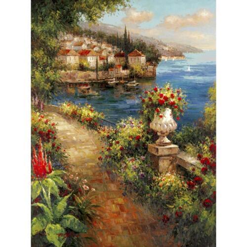 Hand painted Mediterranean paintings Marina View modern venice Landscapes canvas art for wall decor