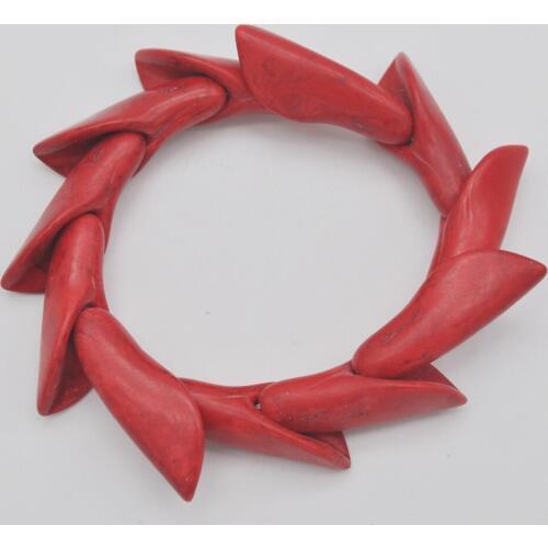 Red Howlite Flower Stretch Bracelet 8 Inch Jewelry For Woman Gift G287