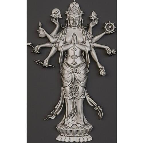 Multi handed Avalokitesvara 3d model relief for CNC Router 3D Printer Artcam Aspire Bas Relief in STL file format