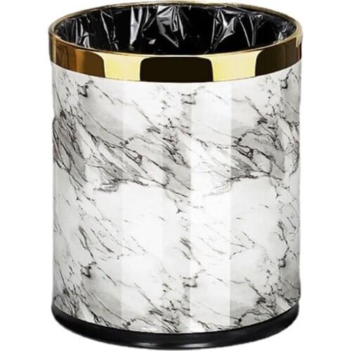 Trash Can,Marble Pattern 10L Trash Can Bin Buckets Diameter Waste Bins Living Room Bathroom Kitchen Dustbin Trash Bin