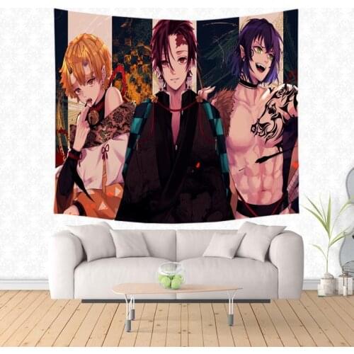 Demon Slayer Pattern Wall Hanging Tapestry Customized Tapestries Living Room Bedroom Wall Art Blanket Decor