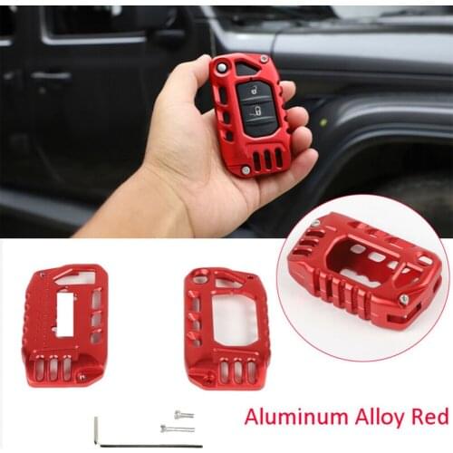 New Arrival High Quality Red Alloy Key Cover Case Protector Shell For Jeep Wrangler JL JT Gladiator 2018