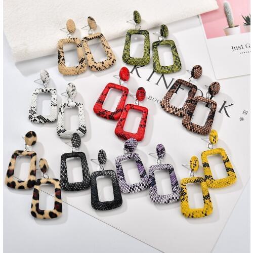 MESTILO New Oversize Geometric Drop Earrings for Women Punk Vintage Big Statement Earrings Snake Skin Party Jewelry Oorbellen