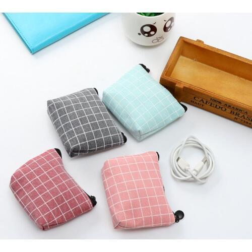 New Women Kids Canvas Plaid Canvas Coin Purse Floral Plaid Zipper Pouch mall Wallet Change Purse Key Card Coin Holder Pouch