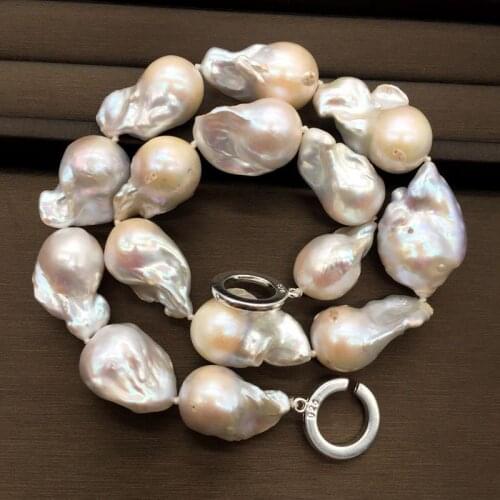 Better Quality 20-30mm Large Size Tissue Nucleated Flame Ball Shape Baroque Freshwater Pearl Statement Necklace OC Clasp