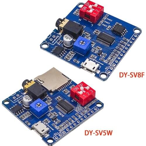 5W Voice Playback Module Board MP3 Music Player SD/TF Card Integrated IO Trigger UART Protocol Control DY-SV17F DY-SV5W DY-SV8F