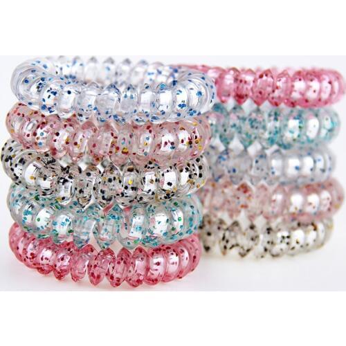 5 CM Telephone Line Rubber Bands Transparent Colorful Clear Elastic Hair Bands For Women Girls Ties Gum Hair Accessories