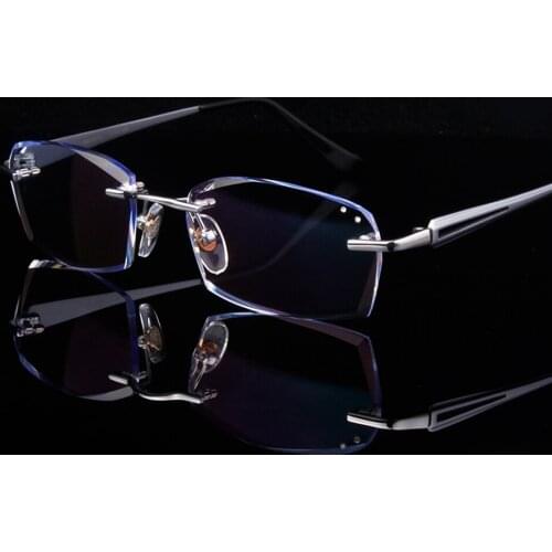Luxury PRIVATE Custom Manual Pure Titanium Frame Diamond Cut High-elastic Tinted Lenses Mens Prescription Glasses Photochromic