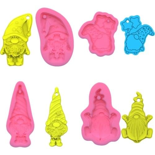 Handmade Gnome Keychain Resin Mold Lucky Gnome Decoration Santa Claus Pendant Silicone Resin Casting Mold Craft Tools