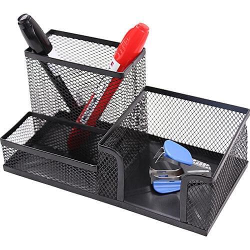 Mesh Desk Supplies Organizer 3 Sections Office Accessories Storage , 5 Colors Choose