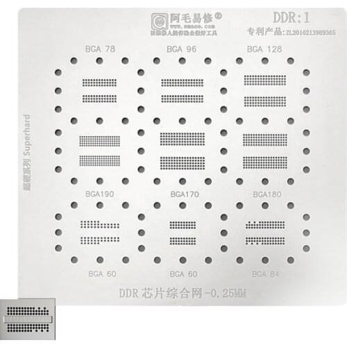 Amaoe Reballing Stencil DDR1 For BGA190 170 180 78 96 Chip Steel Mesh Phone Repair Tools