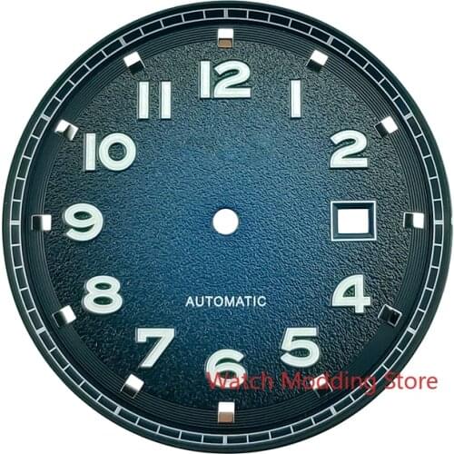 Super Luminous 35.6mm Blue/Green White Printing AUTAVIA Style Watch Dial Wristwatch Plate Copper Set For Miyota8215 DG2813 Mov't