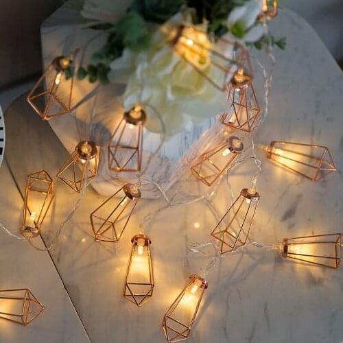 3m 20leds Rose Gold Diamond Light String Water Drop Light for Room Christmas Wedding Decoration Holiday Garland Navidad Decor