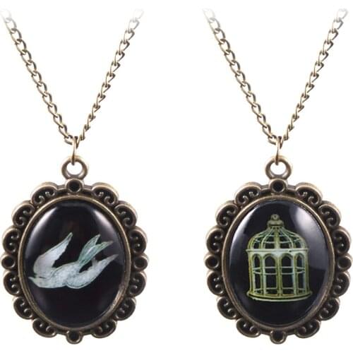 Game BioShock Infinite Pendant Necklaces Vintage Bird and Cage Necklace for Women Men Choker Jewelry