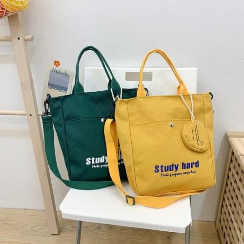 Female Large Capacity Canvas Portable Handbags Casual Canvas Shoulder Bag Messenger Bags Girls School Bag Sac Main Femme