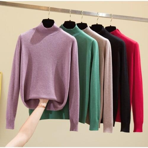 Turtleneck Knitted Plus Large Size Oversize Korean Style Fashion Pullovers For WomenS Ladies 2021 Clothes Sweater Tops Blouse