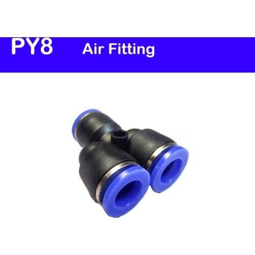 High quality PY8 100Pcs 8mm Air Pneumatic Tube Y Quick Connector One Touch Push In Fitting