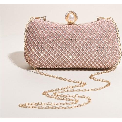 Women Champagne Color Crystal Rhinestones Evening Bag For Wedding Party Prom Cocktail Clutches Bags For Bridal Clutch Purse Bag