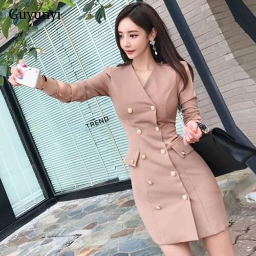 Plain Color Office Lady Dress 2021 Autumn Winter Simple Comfortable V Neck High Waist Slim Fit Elegant Party Dress Women