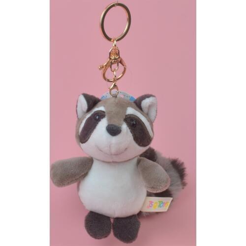 1pcs Boutique New cute raccoon backpack accessories boutique doll machine doll Plush Keychains toys Girls Bag Car buckle