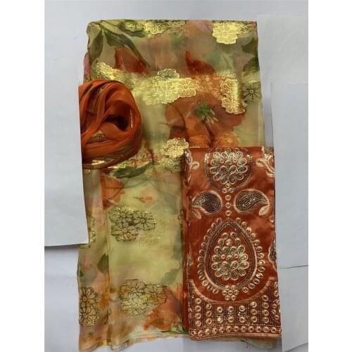 2+2+2.65 yards African George Lace With Sequins Top Quality African Satin Silk Nigerian Tulle Net Lace With Beads For Wedding