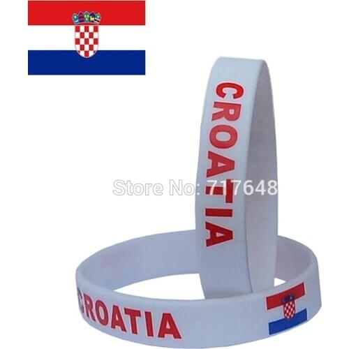 300pcs flag Croatia White wristband silicone bracelets free shipping by FEDEX