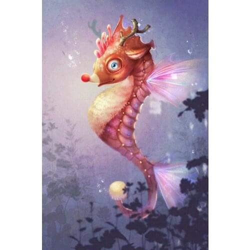 5D DIY Square/Round Diamond Lovely seahorse Cross Stitch Diamond Embroidery Needlework home Decoration J0111