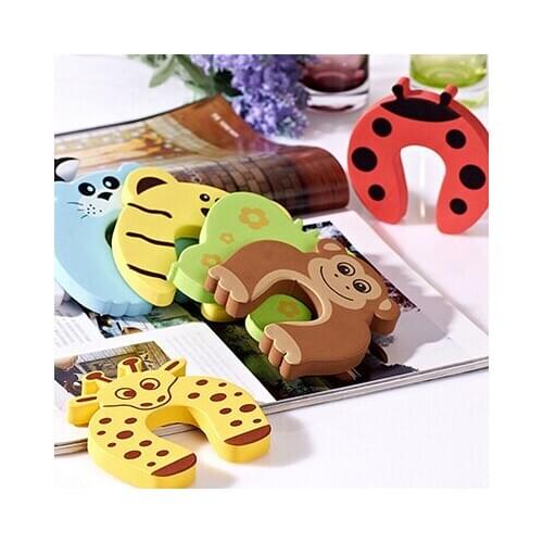 6 Pcs Baby Safety Foam Door Jammer Guard Finger Protector Stoppers Animal Designs happy