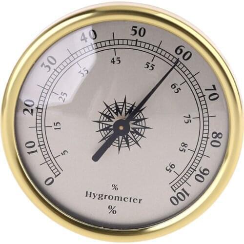7.2cm Gold Ring Surface Hygrometer Instrumentation Thermometer Humidity Meter Gauge - No battery needed