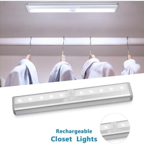 9 LED Motion Sensing Closet Lights Stick-on Anywhere Portable Wireless Cabinet Night Stairs Step Light Bar Rotated Sensor