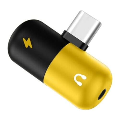 Type-C To 3.5mm And Charger 2-in-1 Headset AUX Audio Jack USB-C Cable Adapter Stable Performance Mini Capsule Pill Shape Adapter