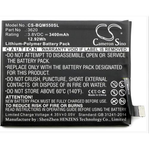 Cameron Sino 3400mAh battery for BQ Aquaris M5.5 3620 Mobile, SmartPhone Battery