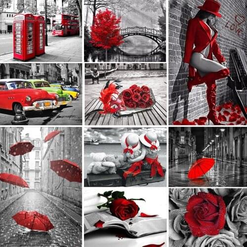 ZOOYA 5D DIY Diamond Painting Full Square Red And Black Series Diamond Embroidery Flower Mosaic Rhinestone Picture Home Decor