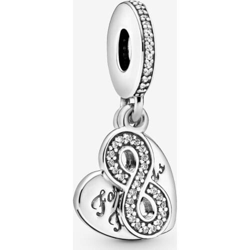 Free Shipping 925 Sterling Silver Forever Friends Heart Dangle Charm Fit Original Pandora Bracelet For Women DIY Jewelry