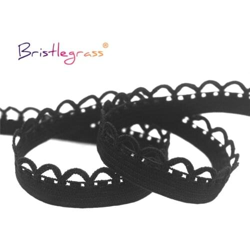 BRISTLEGRASS 50 100 Yard by Roll 3/8" 10mm Picot Loop Decorative Lace Trim Elastics Spandex Bands Tape Underwear Lingerie Sewing